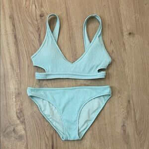 Aerie Light Blue Ribbed Bikini Set